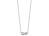 Rhodium Over Sterling Silver Polished Cubic Zirconia Mom Infinity Necklace