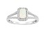 6x4mm Emerald Cut Opal 1/4 ctw Diamond Rhodium Over Sterling Silver Halo Ring