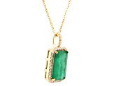 5.19 Ctw Emerald and 0.27 Ctw White Diamond Pendant in 14K YG