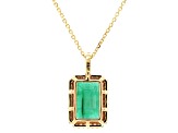 5.19 Ctw Emerald and 0.27 Ctw White Diamond Pendant in 14K YG