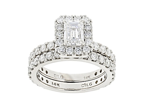 White Lab-Grown Diamond 14k White Gold Bridal Ring Set 3.00ctw