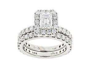 White Lab-Grown Diamond 14k White Gold Bridal Ring Set 3.00ctw