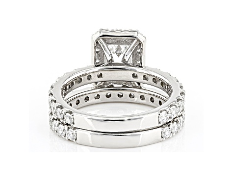 White Lab-Grown Diamond 14k White Gold Bridal Ring Set 3.00ctw