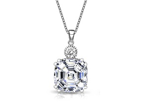 Clear Cubic Zirconia, Rhodium Plated over Sterling Silver Fine Square Pendant