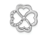 Rhodium Over 14K White Gold 1/15ct. Diamond Four Leaf Clover Chain Slide Pendant