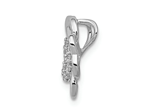 Rhodium Over 14K White Gold 1/15ct. Diamond Four Leaf Clover Chain Slide Pendant