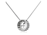 14K White Gold Necklace Round HaloCubic Zirconia Solitaire1.25CTW 18 Inch .60mm Box Link Chain