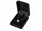 14K White Gold Necklace Round HaloCubic Zirconia Solitaire1.25CTW 18 Inch .60mm Box Link Chain