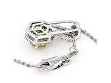 Peridot and White Diamonds 14K White Gold Slide Pendant with Chain, 1.21ctw.