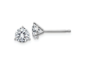 Rhodium Over 14K White Gold 1ct. 5.0mm Round D E F Pure Light Moissanite Earrings