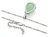 Green 18x13MM Jadeite Tear Drop Shape Sterling Silver Pendant with Singapore Chain