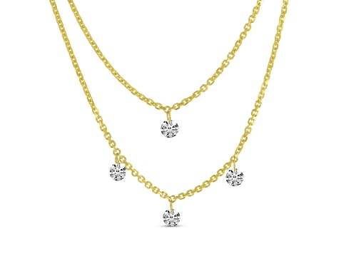 14K Yellow Gold Multi-Layered 20-inch Dashing Diamond Necklace, 0.40 ctw.