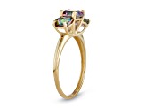 Mystic Fire® Green Topaz 3-Stone 10K Yellow Gold Ring 1.90ctw