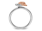 14K Rose Gold Over Sterling Silver Stackable Expressions Diamond Butterfly Ring 0.05ctw