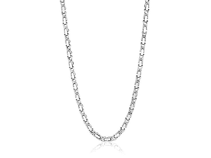 Invicta Jewelry Men's Polished Stainless Steel Byzantine Chain Necklace (8mm) - 26"
