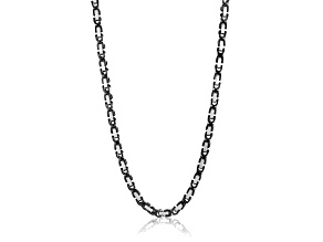 Invicta Jewelry Men's Black Two Tone Steel Byzantine Chain Necklace (8mm) - 26"