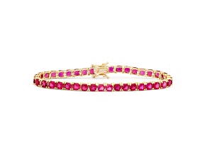 Red Lab Created Ruby 14K Yellow Gold Over Sterling Silver Tennis Bracelet 11.48ctw