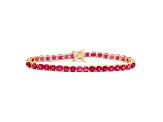 Red Lab Created Ruby 14K Yellow Gold Over Sterling Silver Tennis Bracelet 11.48ctw