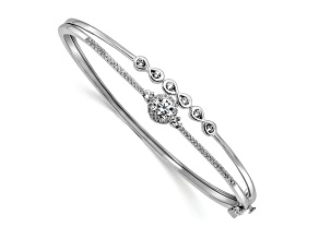 Rhodium Over 14K White Gold Lab Grown Diamond Swirl Bangle 0.992ctw