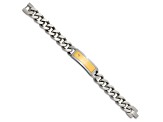 White Cubic Zirconia Stainless Steel Yellow IP-plated Men's Pendant With Chain And Bracelet