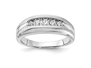 Rhodium Over 14K White Gold Lab Grown Diamond SI1/SI2, G H I, Men's Ring