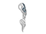 Rhodium Over Sterling Silver Polished Crystal Mermaid Tail Chain Slide