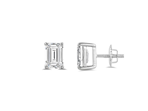 White Cubic Zirconia 14k White Gold Studs With Velvet Gift Box 2.00ctw