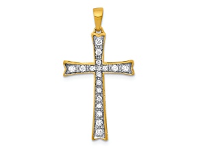 14K Two-tone Gold Diamond Cross Pendant