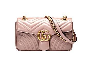 Picture of Gucci Small GG Marmont in Dusty Pink Camera Bag with Flap Closure Handbag