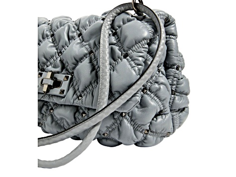 Valentino Garavani Spikeme Gray Studded Leather Medium