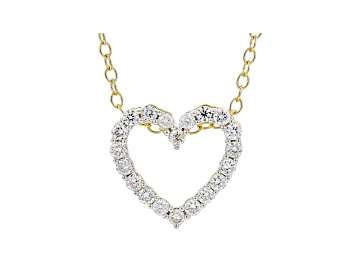 Picture of Round white lab-grown diamond,14kt yellow gold heart pendant 0.25ctw