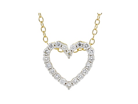 Round white lab-grown diamond 14kt yellow gold heart pendant 0.25ctw