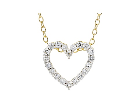 White Lab-Grown Diamond 14kt Yellow Gold Heart Pendant 0.25ctw