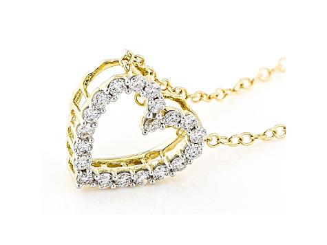 White Lab-Grown Diamond 14kt Yellow Gold Heart Pendant 0.25ctw