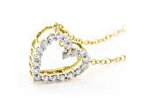 Round white lab-grown diamond 14kt yellow gold heart pendant 0.25ctw