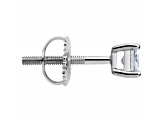 White Cubic Zirconia 14k White Gold Single Stud With Velvet Gift Box 0.30ctw