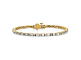 Round and Emerald Cut White Lab-Grown Diamond G-H SI 14k Yellow Gold Tennis Bracelet 4.20ctw