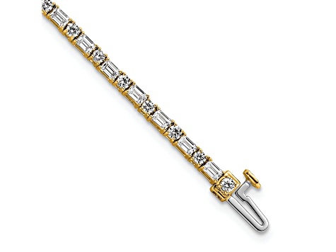 Round and Emerald Cut White Lab-Grown Diamond G-H SI 14k Yellow Gold Tennis Bracelet 4.20ctw