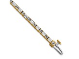 Round and Emerald Cut White Lab-Grown Diamond G-H SI 14k Yellow Gold Tennis Bracelet 4.20ctw