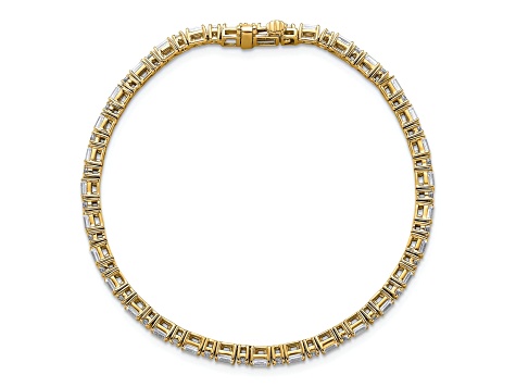 Round and Emerald Cut White Lab-Grown Diamond G-H SI 14k Yellow Gold Tennis Bracelet 4.20ctw