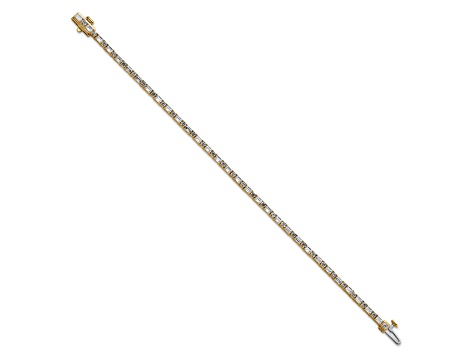 Round and Emerald Cut White Lab-Grown Diamond G-H SI 14k Yellow Gold Tennis Bracelet 4.20ctw