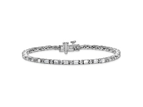Round and Emerald Cut White Lab-Grown Diamond G-H SI 14k White Gold Tennis Bracelet 4.20ctw