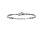 Round and Emerald Cut White Lab-Grown Diamond G-H SI 14k White Gold Tennis Bracelet 4.20ctw