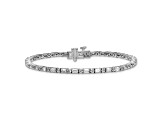 Round and Emerald Cut White Lab-Grown Diamond G-H SI 14k White Gold Tennis Bracelet 4.20ctw