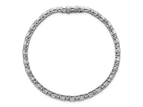 Round and Emerald Cut White Lab-Grown Diamond G-H SI 14k White Gold Tennis Bracelet 4.20ctw