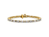 Round and Emerald Cut White Lab-Grown Diamond G-H SI 14k Yellow Gold Tennis Bracelet 7.00ctw