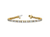 Round and Emerald Cut White Lab-Grown Diamond G-H SI 14k Yellow Gold Tennis Bracelet 7.00ctw