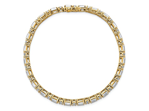 Round and Emerald Cut White Lab-Grown Diamond G-H SI 14k Yellow Gold Tennis Bracelet 7.00ctw