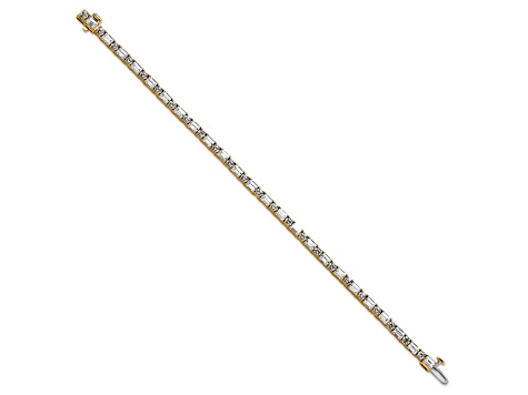 Round and Emerald Cut White Lab-Grown Diamond G-H SI 14k Yellow Gold Tennis Bracelet 7.00ctw