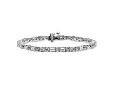 Round and Emerald Cut White Lab-Grown Diamond G-H SI 14k White Gold Tennis Bracelet 7.00ctw